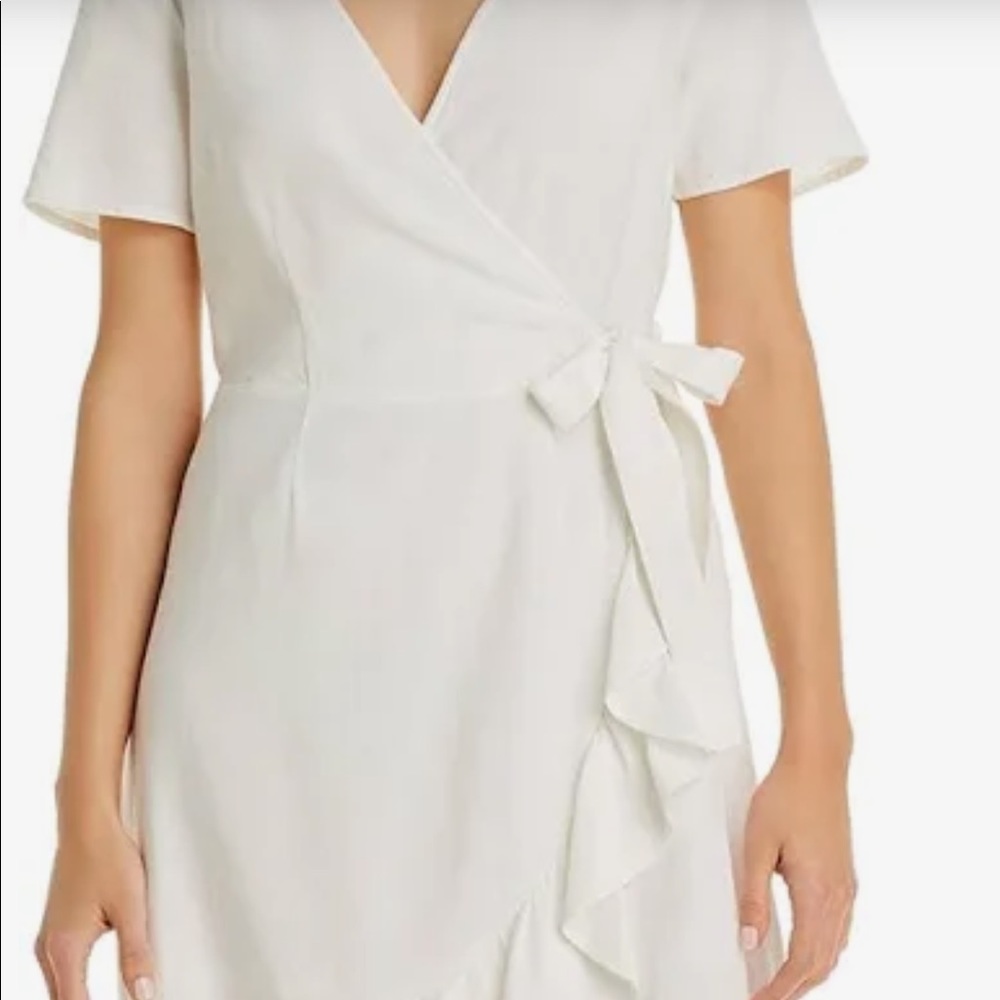 Vero Moda Women's Ivory Helen Faux Wrap Ruffled Short Sleeve Dress